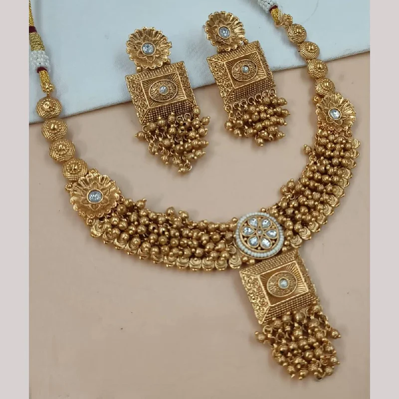 Layered Pendant Necklace-Padmawati Bangles Gold Plated Pota Stone And Pearls Necklace Set