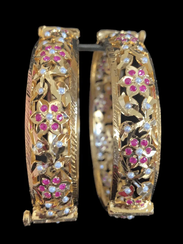 Simple Wedding Bangle Set-B113 Jadau  bangles ( ruby    ) ( READY TO SHIP)