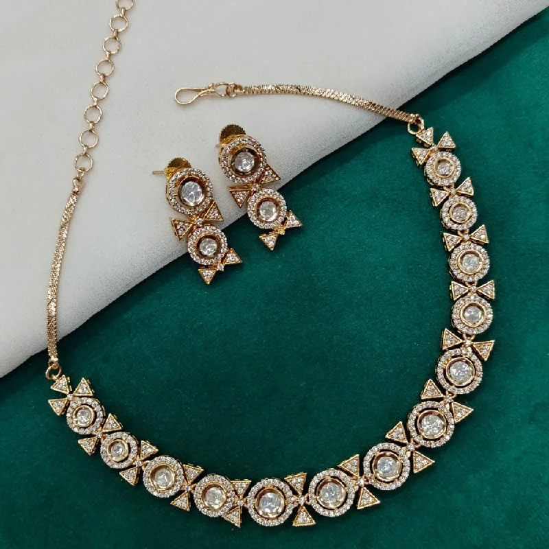 Long Statement Necklace-Royal Kundan Jewellery Gold Plated Polki Kundan Necklace Set