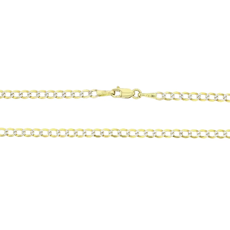 Silver Bracelet with Charms-Two Tone Cuban Anklet Bracelet (14K)