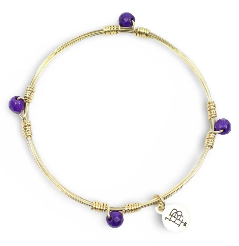 Silver Bangles with Diamonds-The Morgan Bangle - Purple