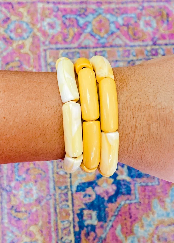 Custom Charm Bangles Bracelets-Pop Acyrlic Bracelets - yellow