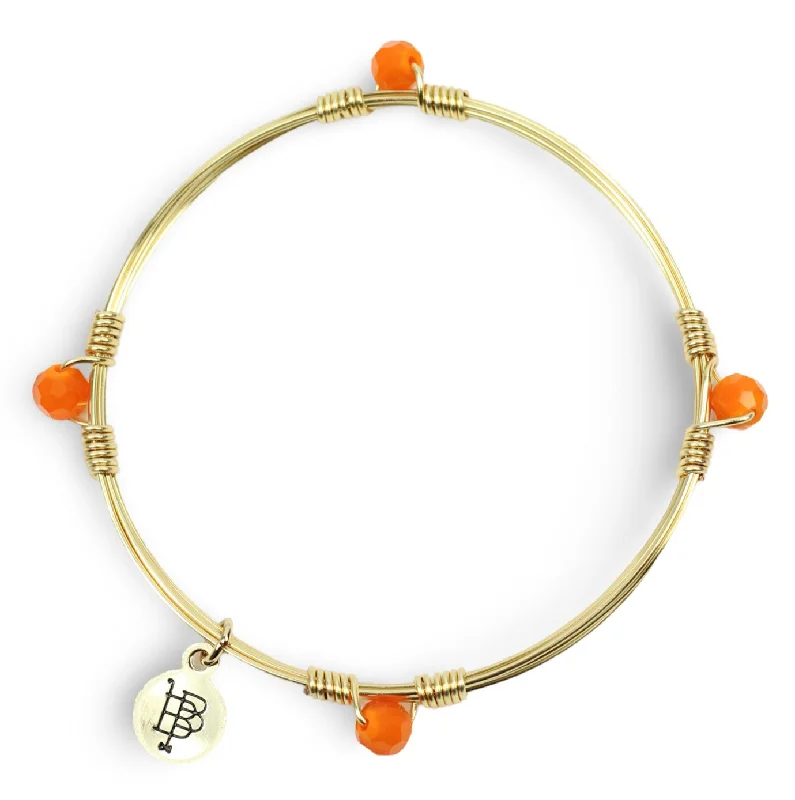 Stackable Silver Bangles-The Morgan Bangle - Bright Orange