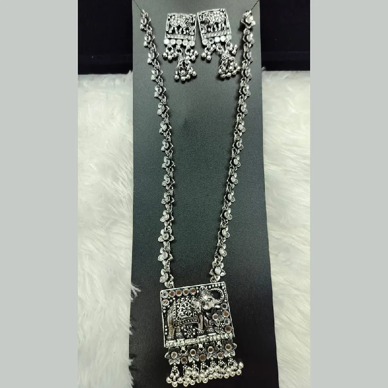 Elegant Pearl Necklace-Manisha Jewellery Oxidised Plated Mirror Necklace Set