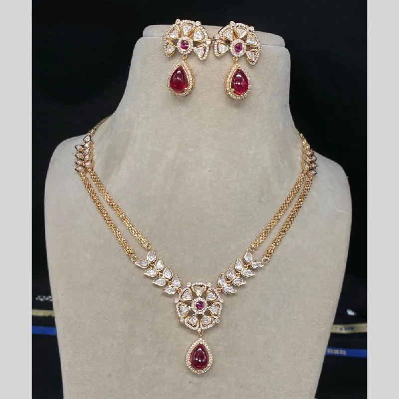 Opal Necklace-Amoliya Jewels Gold   Plated  Kundan Stone & Austrian Stone Necklace Set