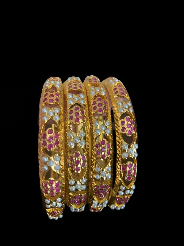 Fancy Silver Bangles Set-B91  Shama  Ruby  bangles ( READY TO SHIP )