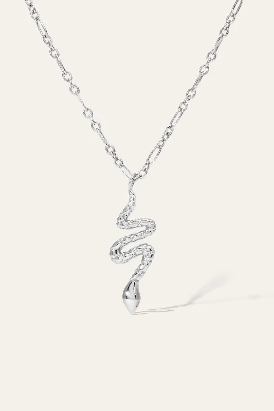 Opal Necklace-Large Snake Silver Necklace