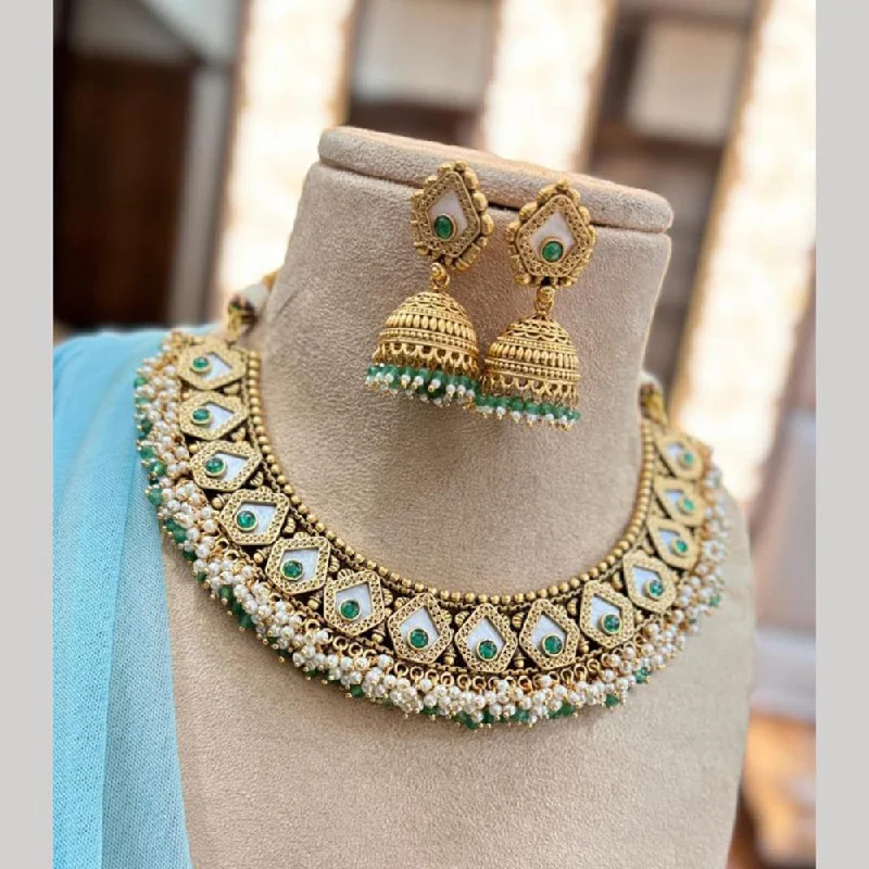 Artistic Necklace for Women-Jewel Addiction Gold Plated Kundan Stone Necklace Set