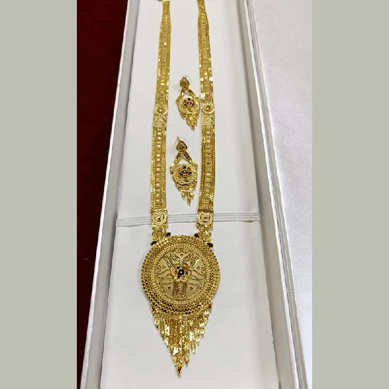 Gold Link Necklace-Pari Art Jewellery Forming Long Necklace Set