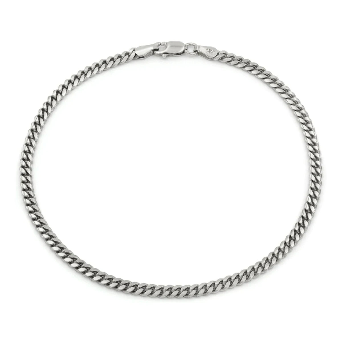 Simple Leather Bracelets-Miami Cuban Anklet Bracelet (Silver)