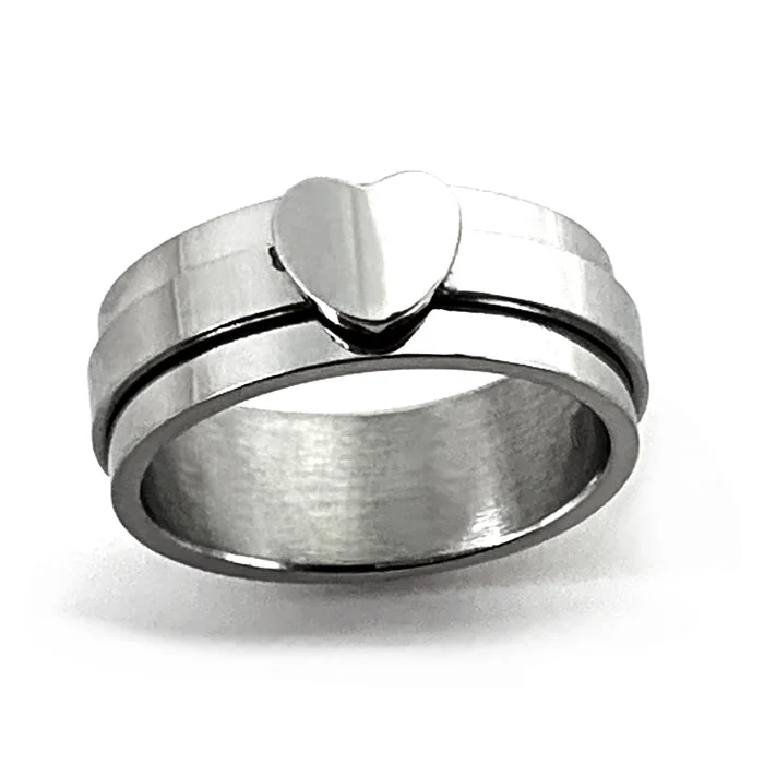 Minimalist Gold Ring-Heart spinner ring