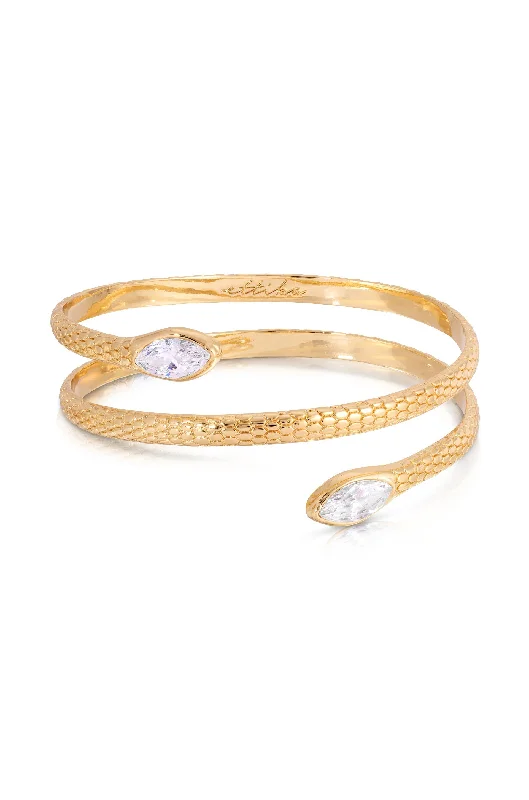 Heavy Wedding Bangles-Marquise Coiled Bangle