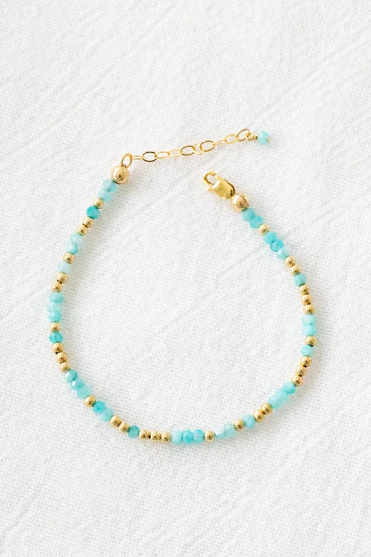 Personalized Tennis Bracelets-Amazonite Beaded Bracelet