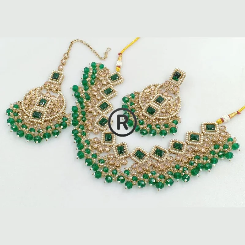 Artistic Necklace for Women-Manisha Jewellery Gold Plated Crystal Stone And Beads Necklace Set