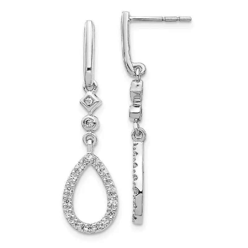 Colorful Hoop Earrings-14k White Gold Diamond Teardrop Earrings