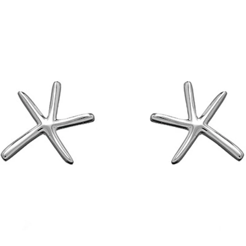 Casual Silver Earrings-Classic Women's Earrings - Sterling Silver Flat Starfish Post Back Closure | A-1694