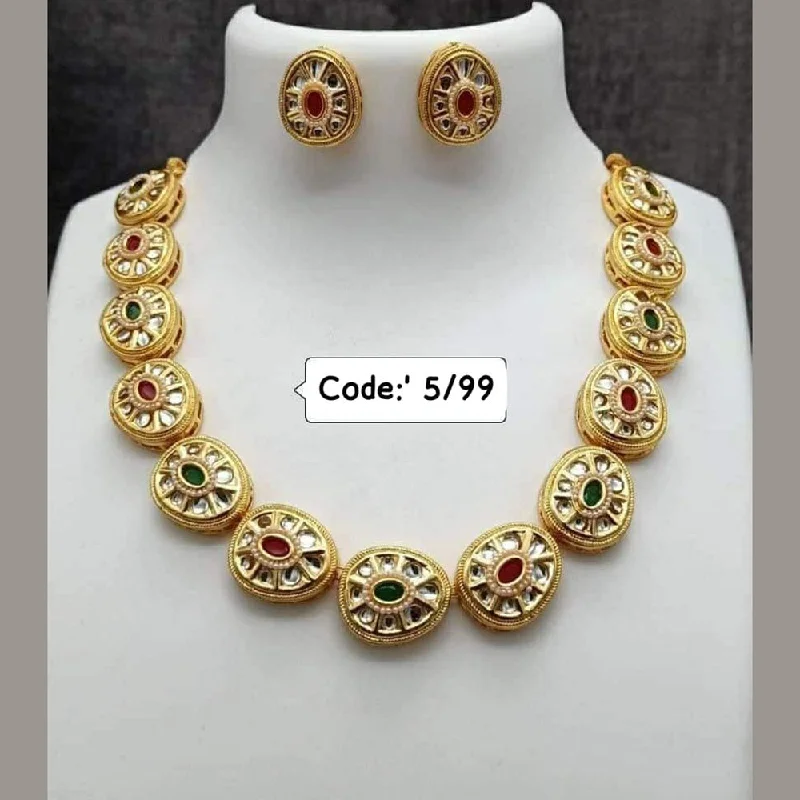 Custom Birthstone Jewelry Necklace-FS Collection Gold Plated Pota Stone Necklace Set