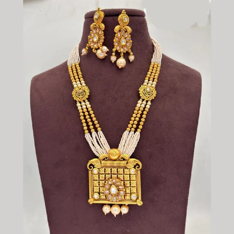 Fancy Choker Necklace-Jewel Addiction Gold Plated Kundan Stone And Pearls Necklace Set