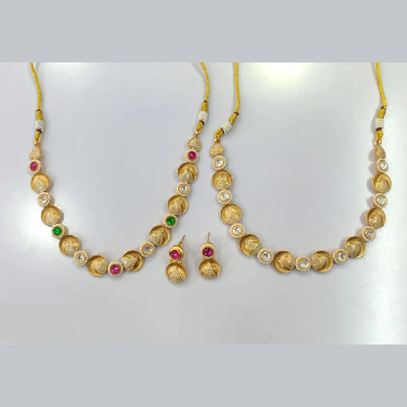 Double Layer Necklace-JCM Gold Plated Pota Stone Necklace Set