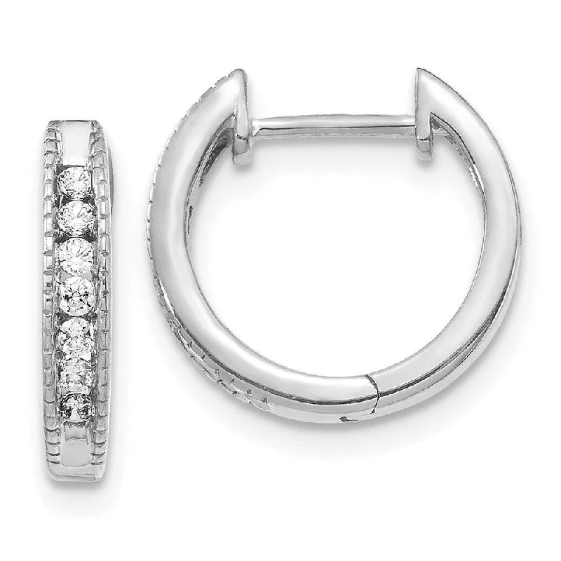 Nature-Inspired Gold Earrings-14k White Gold Diamond Hoop Earrings