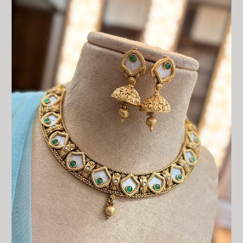 Simple Diamond Necklace-Jewel Addiction Gold Plated Kundan Stone Necklace Set