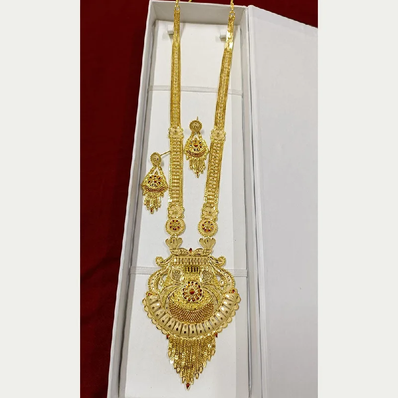 Vintage Pearl and Gold Necklace-Pari Art Jewellery Forming Long Necklace Set