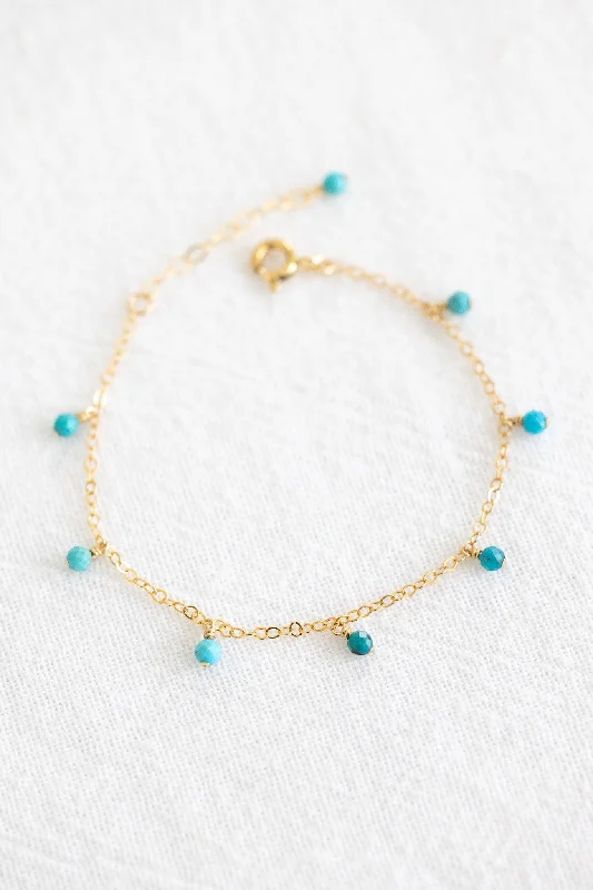 Customizable Silver Bangles-Turquoise Drop Bracelet