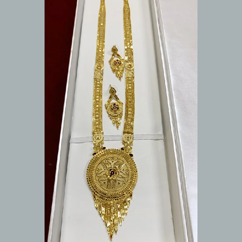 Classic Gold Pendant Necklace-Pari Art Jewellery Forming Long Necklace Set