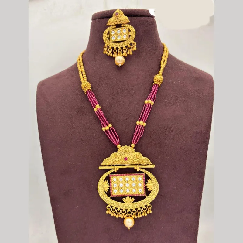 Diamond Solitaire Necklace-Jewel Addiction Gold Plated Kundan Stone And Pearls Necklace Set