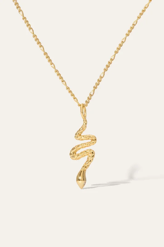 Elegant Diamond Necklace-Medium Snake Gold Vermeil Necklace