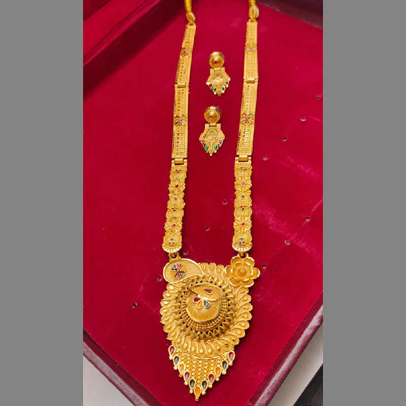 Butterfly Pendant Necklace-Lalita Creation Gold Plated Long Necklace Set