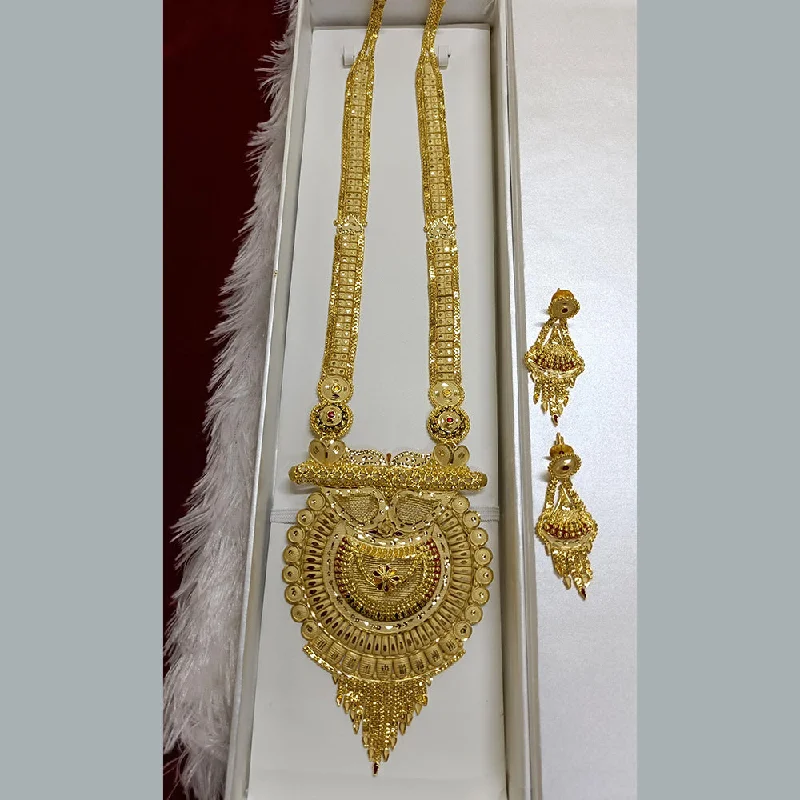 Gold Choker Necklace for Women-Pari Art Jewellery Forming Long Necklace Set