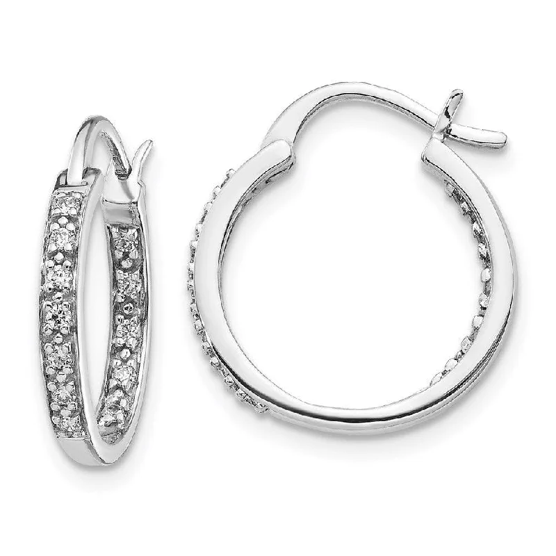 Custom Gemstone Earrings-14k White Gold Diamond In/Out Hoop Earrings