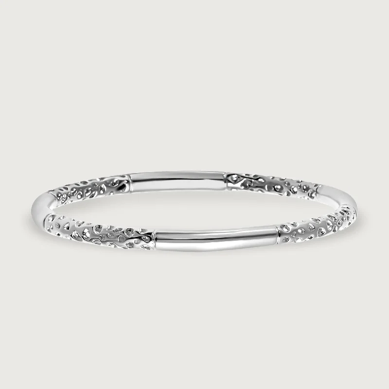 Luxury Silver Bangle Set-Allegro Lattice Skinny Slim Bangle