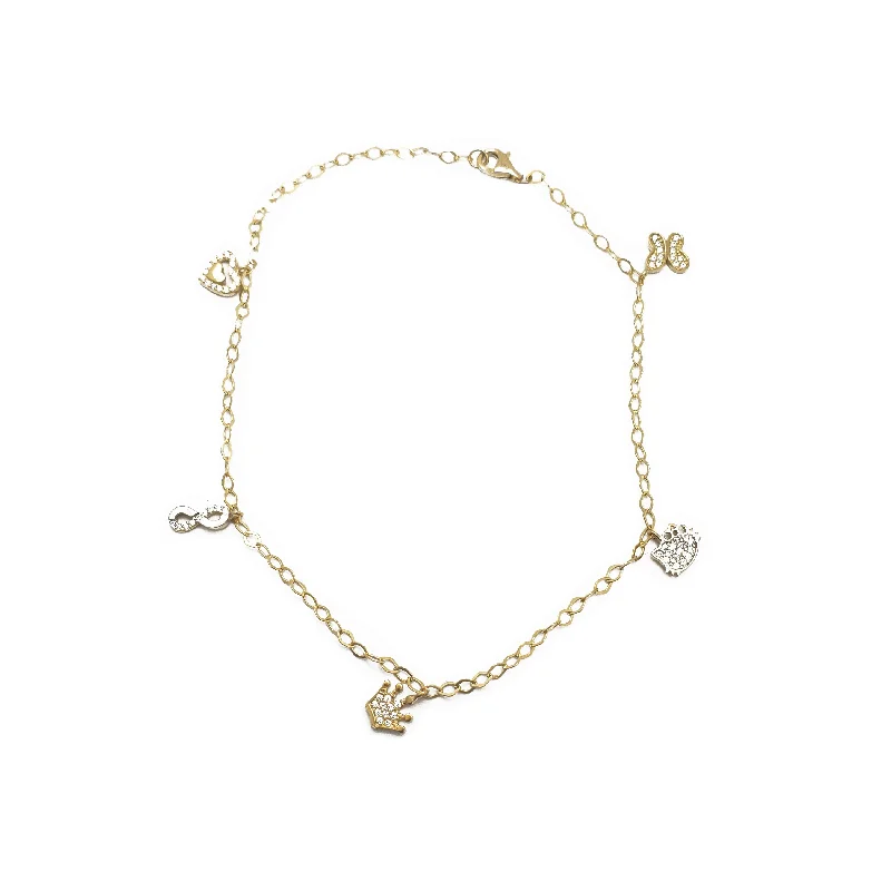 Adjustable Charm Bracelets-Lovely Charm Anklet Bracelet (14K)