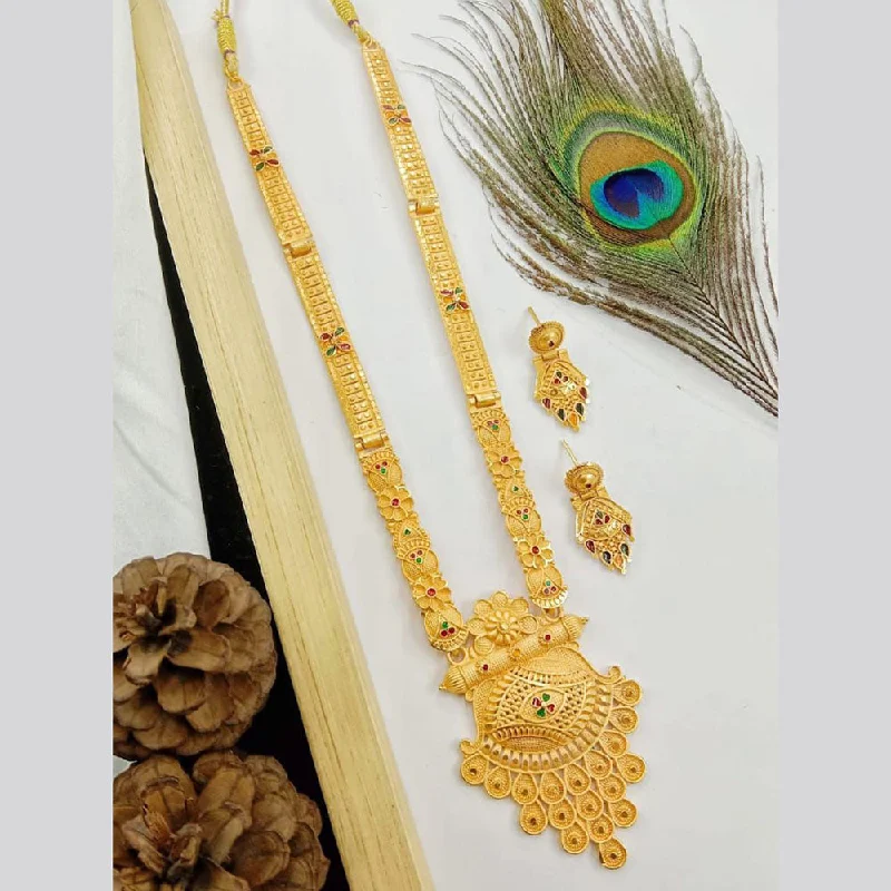 Gemstone Pendant Necklace-SP Jewellery Gold Plated Long Necklace Set