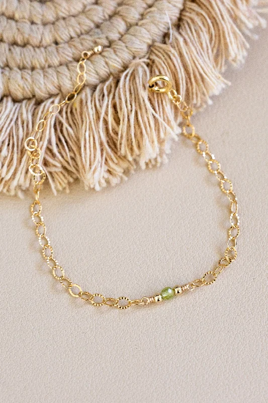 Custom-Designed Bracelets-Peridot & Bead Textured Bracelet