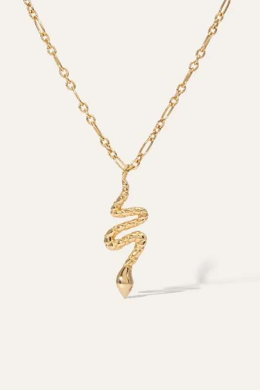 Sterling Silver Necklace-Large Snake Gold Vermeil Necklace