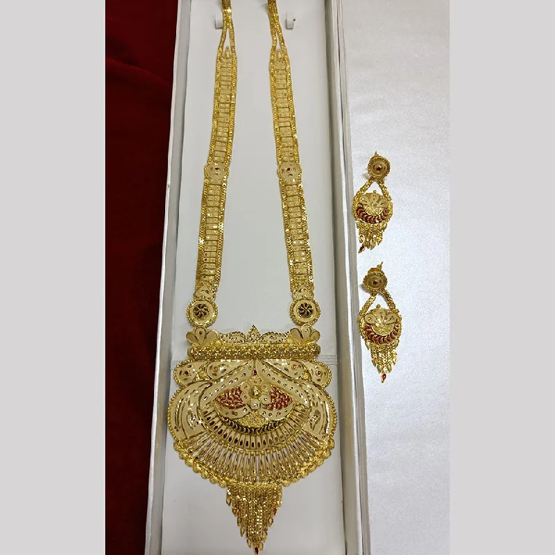 Gold Bar Necklace-Pari Art Jewellery Forming Long Necklace Set