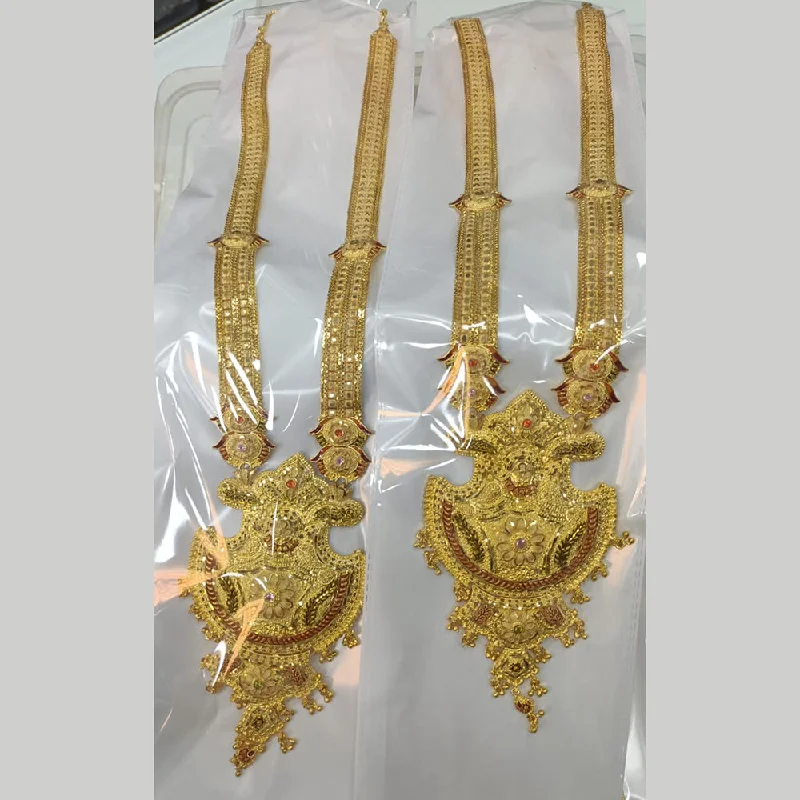 Double Chain Necklace-Pari Art Jewellery Forming Long Necklace Set