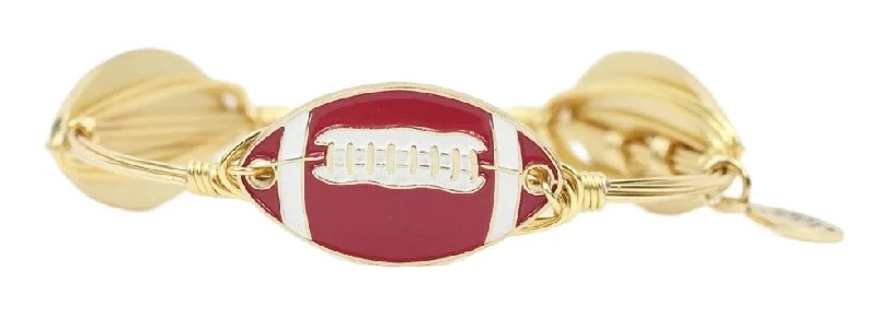 Handcrafted Gold Bangles-The Football Bangle Bracelet - Crimson