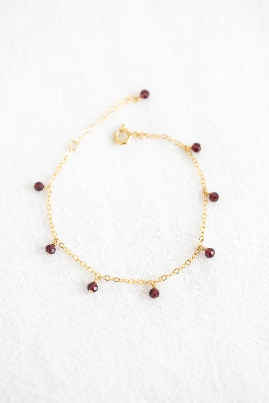 Gold Cuff Bracelets with Diamonds-Garnet Drop Bracelet