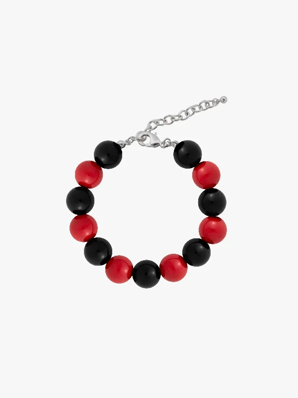 Unique Charm Bangle Bracelets-Lola Beaded Bracelet - Red/Black