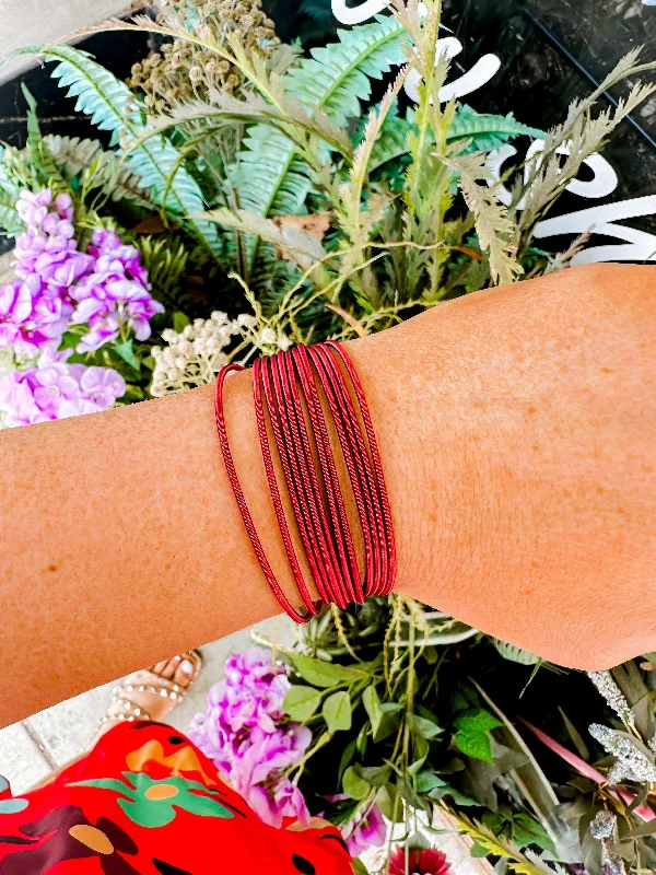 Simple Rose Gold Bracelet-Guitar String Bracelet- Burgundy