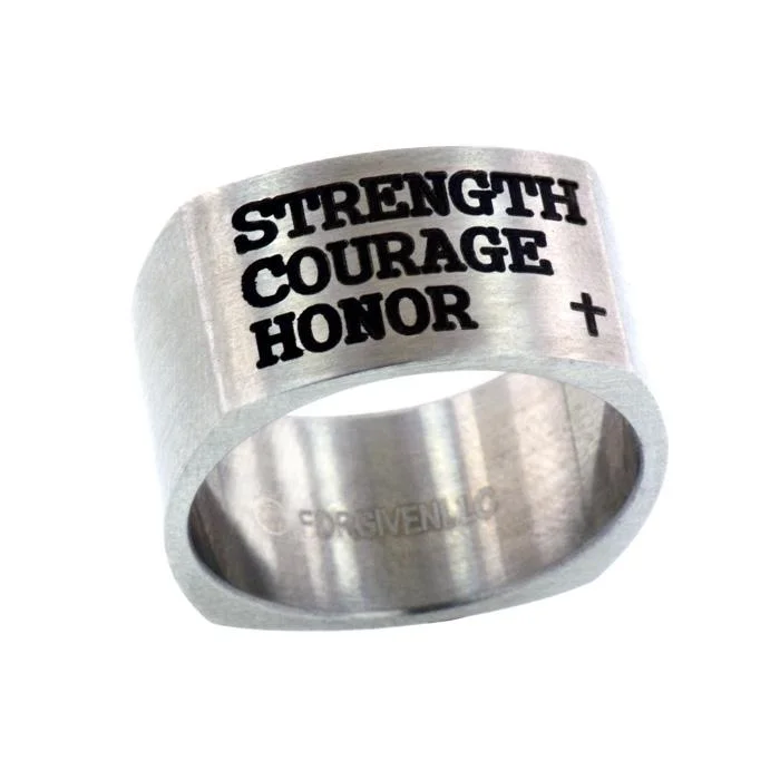 Trendy Silver Ring-Strength Courage Honor Ring