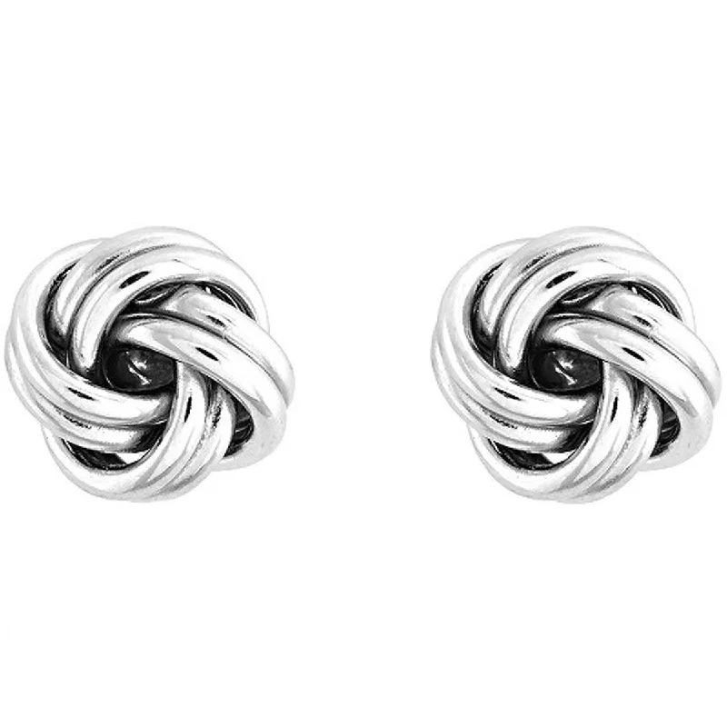 Gold Diamond Stud Earrings-Classic Women's Earrings - Sterling Silver Love Knot Design Post Back Closure | A-1986