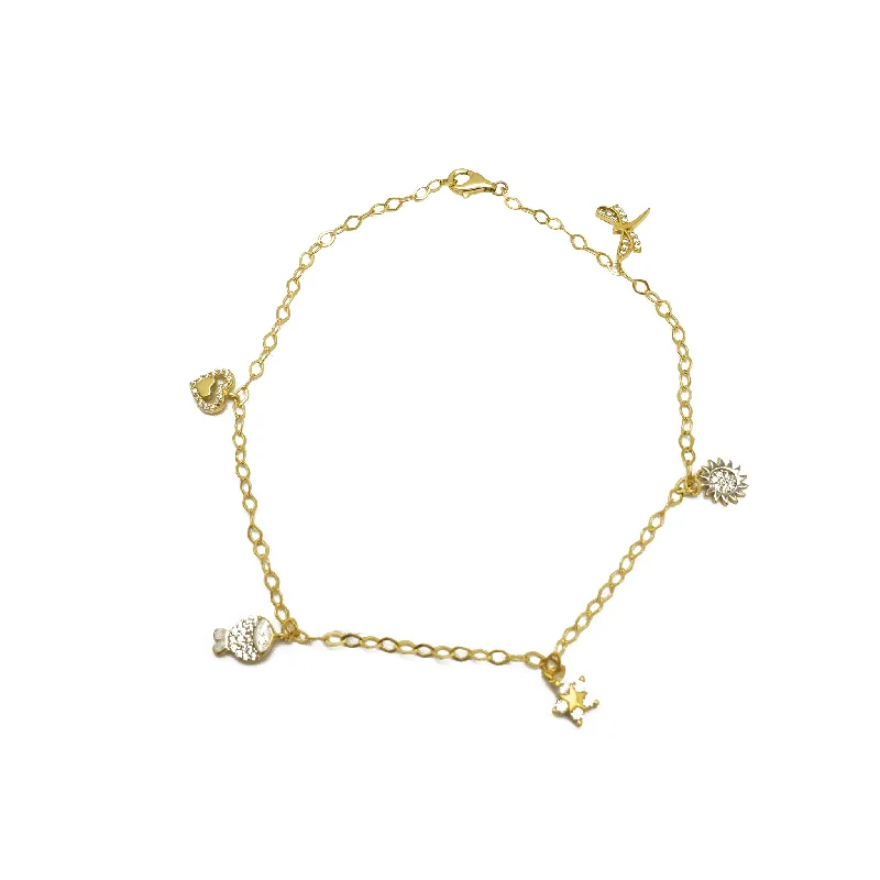 Double Strand Bracelets-Lovely Charm Anklet Bracelet (14K)