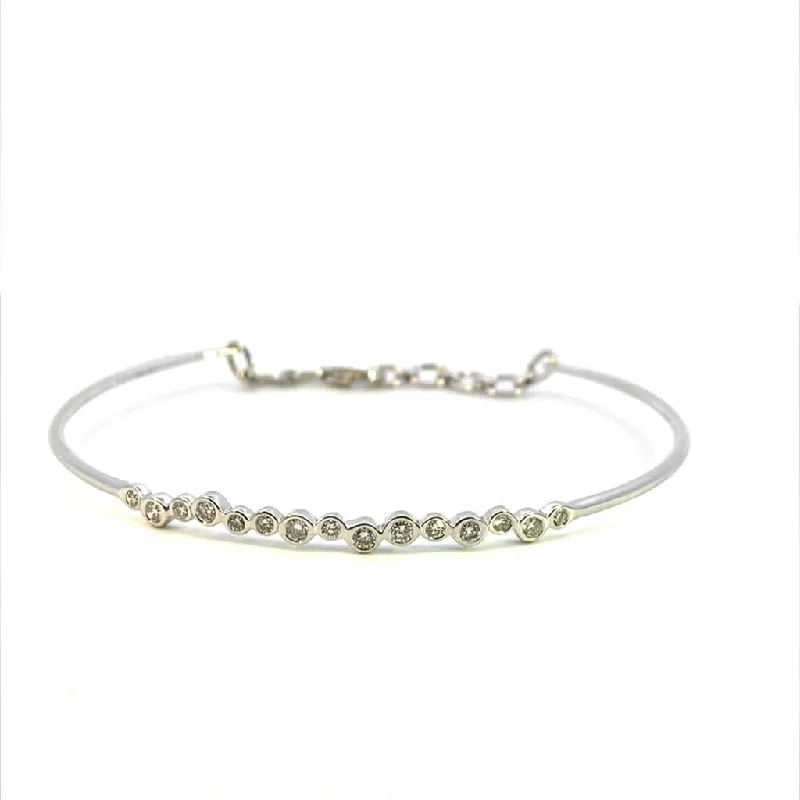 Wedding Cuff Bangles-14K White Gold 0.39ctw Diamond Bubble Bangle Bracelet