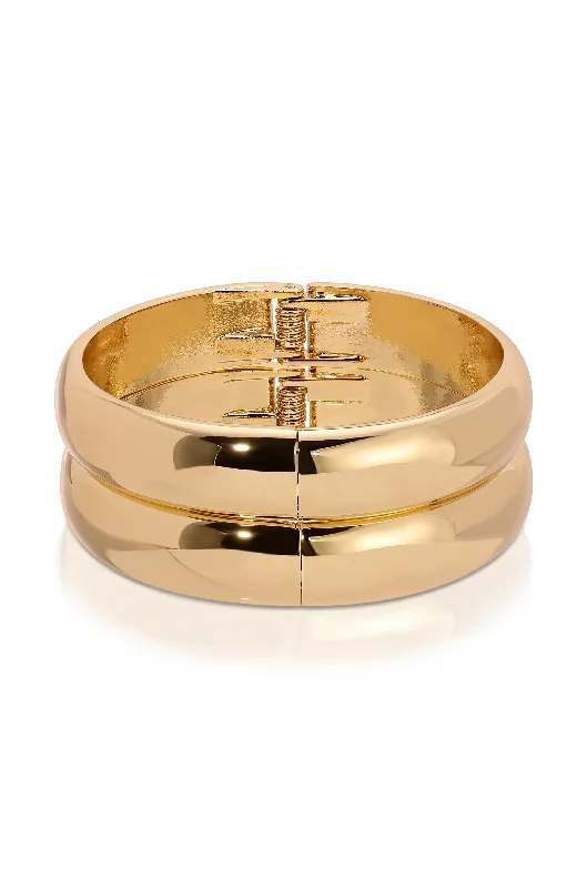 Stylish Gold Bangles-Simple Stack Bangle Set