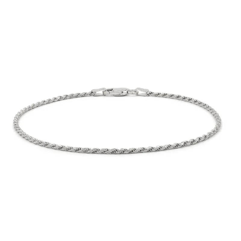 Luxury Pearl Bracelets-White Gold Solid Rope Bracelet/Anklet (14K)